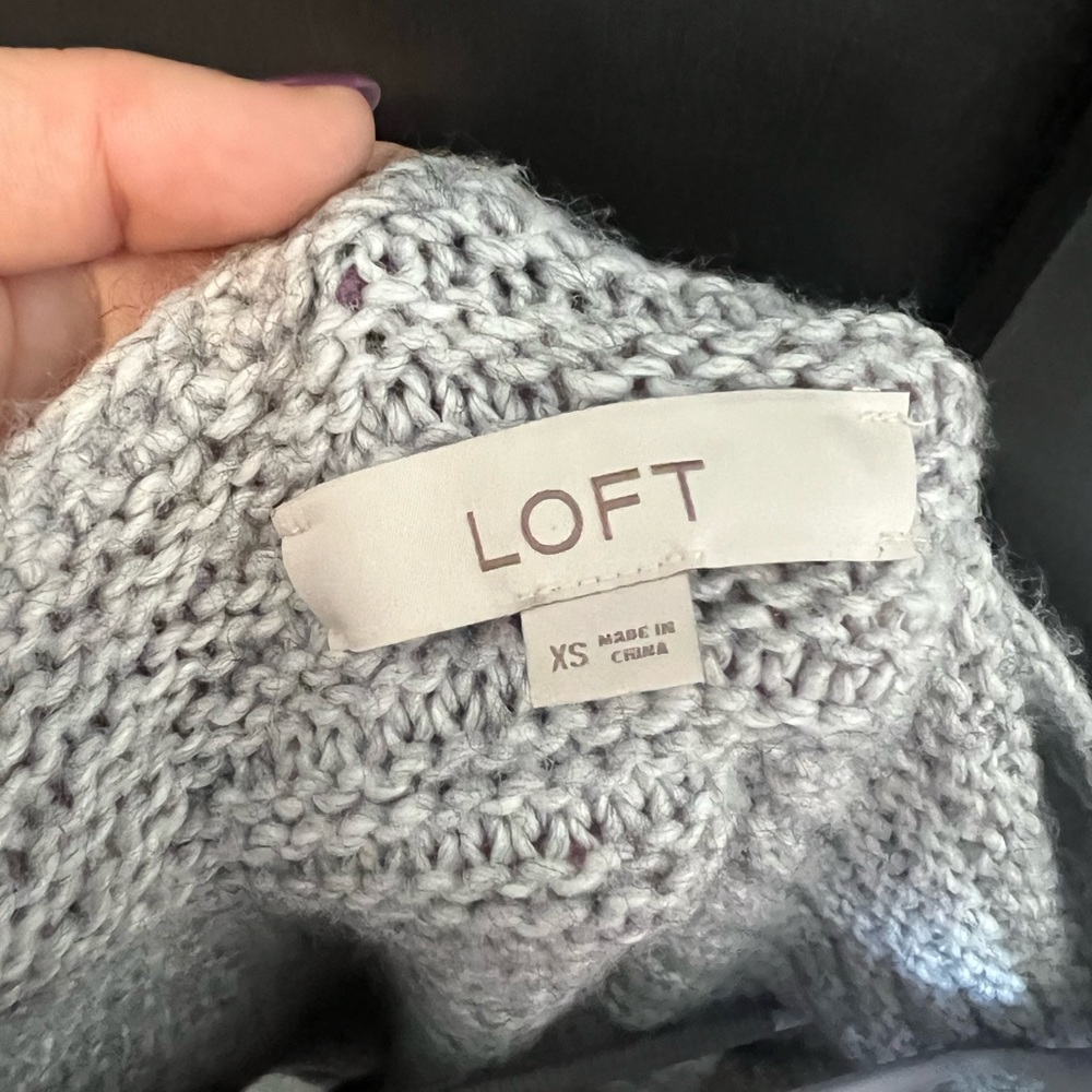 Loft Dolman Patchwork oversized Sweater Tunic in Gray and Beige (Size X-Small) - Picture 6 of 7